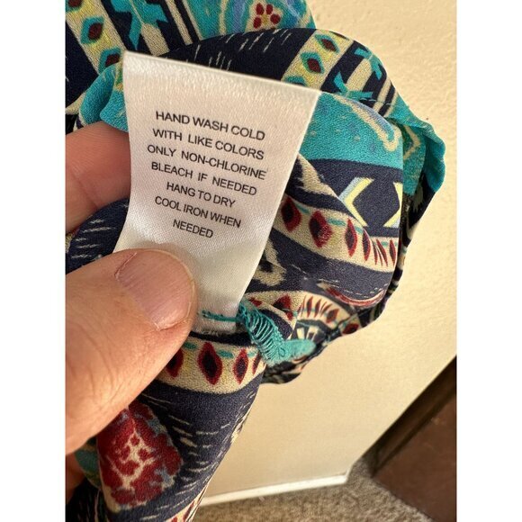 Daniel Rainn Womens Blue Blouse Small sleeveless striped polyester v-neck - Picture 5 of 7